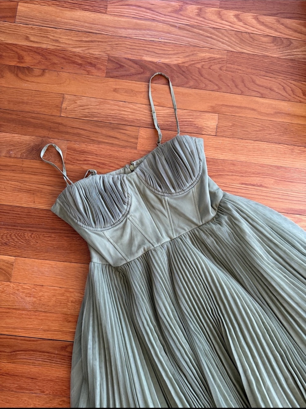 New Anthropologie Hutch Amara Corset Pleated Tulle Fit & Flare Midi Dress Size 8 - Picture 6 of 7